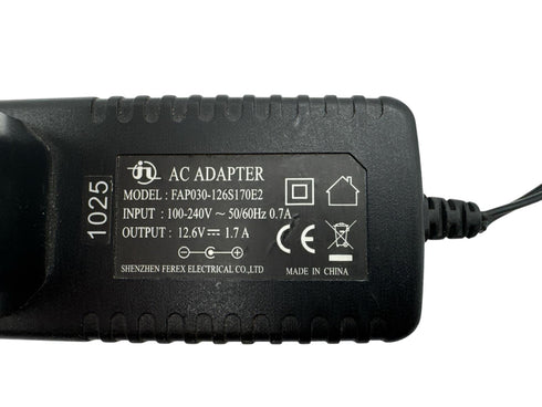 Strömadapter, 12,6V -1,7A Laddningstid Laddare 100-240V (beg)