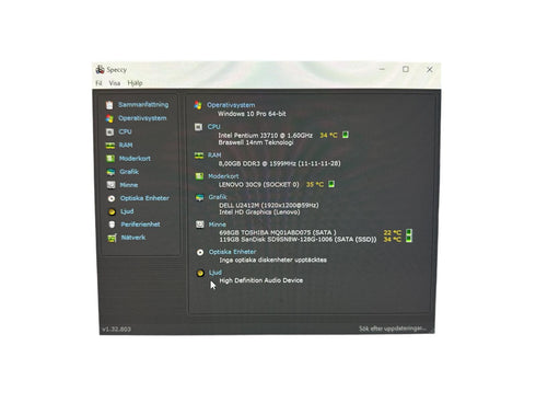 Lenovo ThinkCentre Tiny M600 P Intel J3710 8GB 128GB Windows 10 Pro (beg)