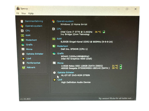 Begagnad Dell OptiPlex 9010 Stationär dator Core i7 3770 3,4 GHz SSD 128 GB - 8GB