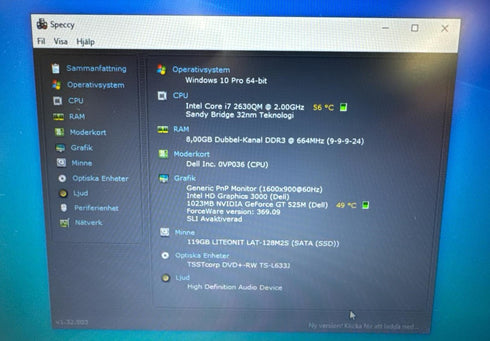 Dell Vostro 3750 (i7 2630QM / 8GB / 128GB SSD) WIN 10 PRO Skärmstorlek 17.3 (beg)