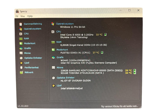 Fujitsu Esprimo D756 Desktop Intel Core i5-6500 3,20 GHz, 8 GB DDR4, 256 GB SSD M.2