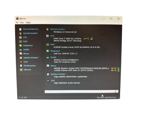 Begagnad Dell OptiPlex 990 Stationär dator Core i7 2600 3.40GHz SSD 128 GB - 8GB Ram