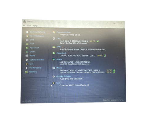 Lenovo Edge E530 i3-3250M 15,6" 128 GB SSD win 10 (beg)