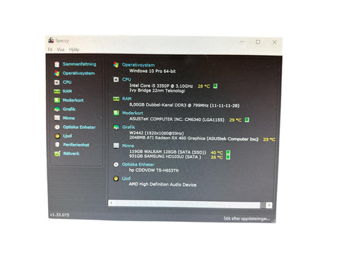 Stationära dator, Asus win 10/128SSD/( beg)
