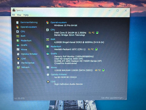 HP Probook 4730s, i5 2410M / 4 GB RAM / 128 GB SSD Win10 (beg)