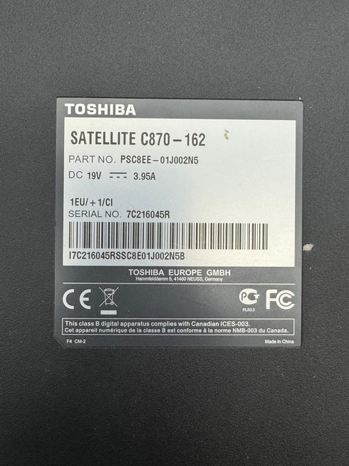TOSHIBA SATELLITE C870-162, i3-2370M / 6 GB RAM / 128 GB SSD Win10 (beg)