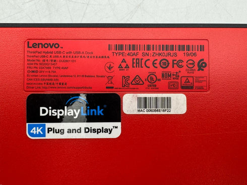 Lenovo ThinkPad Hybrid USB-C with USB-A Dock med AC-adapter 135w USB C Kabel ingår