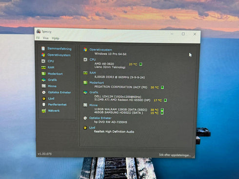 Stationära dator, hp win 10 /128gb SSD/WiFi ( beg)