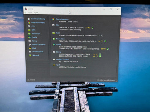 💻 HP Stationär Dator – Intel Core i5, 8GB RAM, 256GB SSD + Windows 10 Pro
