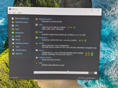 Asus i5-7400 | 8GB RAM | 256GB SSD + 1TB HDD | Win 10 Pro