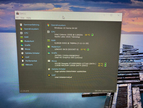 Lenovo | Intel Celeron J3355 @ 2.00GHz | 8GB RAM | 128GB SSD + 1TB HDD | Win 10 (beg)
