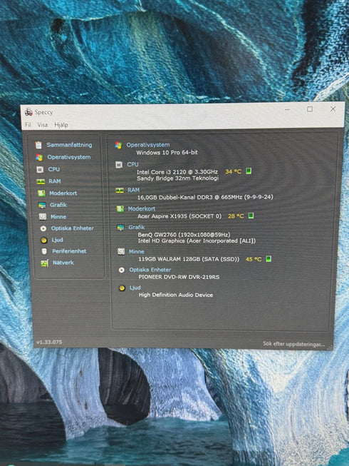 Stationär Dator Acer Aspire X1935 - / 16GB / 128GB SSD / Win 10 (Beg)