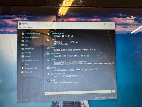 Acer Aspire 5552 AMD K10/ 128GB SSD / Win 10 (beg)