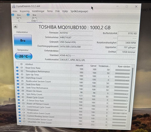 Toshiba 2.5 in USB3.0 Extern HDD-hårddisk (beg)