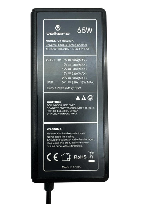 Volcano -8052-BK Universal USB-C 65W laptop laddare med USB (beg)