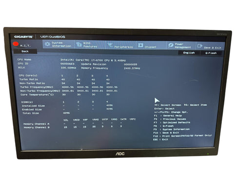 Moderkort – GIGABYTE GA-Z170-Gaming K3 (ATX) med Intel i7-6700 & 4GB DDR4 RAM