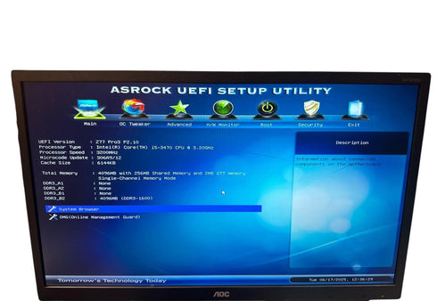 Moderkort ASRock Z77 PRO3 - LGA1155 med Intel i5 8GB DDR3 RAM