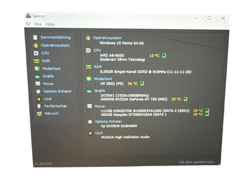 Stationär Dator HP Pavilion 550 / AMD A8 8GB Ram 120GB SSD (beg)