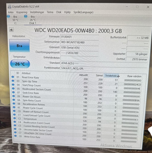 Western Digital extern hårddisk 2TB (beg)