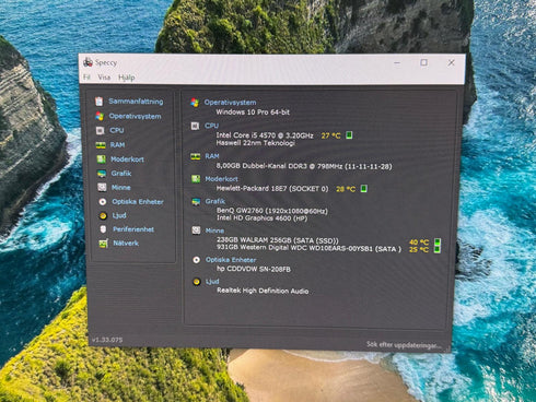HP Stationär Dator – Intel Core i5, 8GB RAM, 256GB SSD + Windows 10 Pro