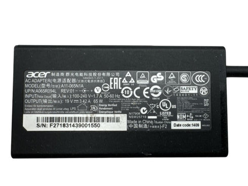 Original Acer A11-065N/ 19,V 3,42A/65W/AC Adapter laddare (beg)