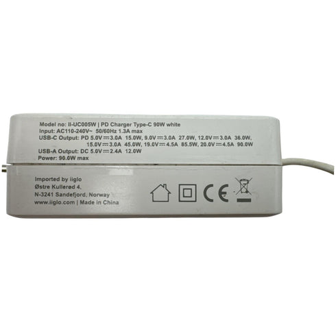 iiglo universal USB-C laddare till PC, telefon och surfplatta, USB-C 90W 1.8m (Beg)