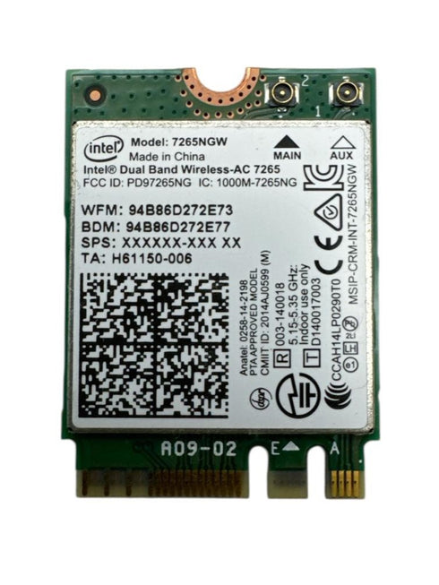 Intel Dual Band Wireless-AC 7265NGW – M.2 Wi-Fi Bluetooth-kort