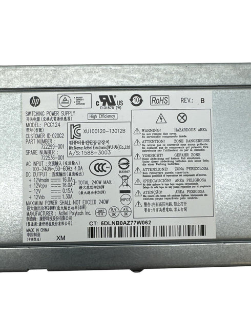 HP PCC124 240W Nätaggregat/PSU (Beg)