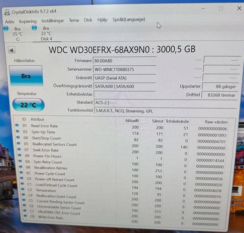 Hårddisk WD Röd 3.5" HDD (3.0TB) (beg)