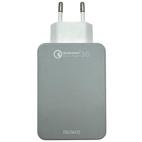 DELTACO Väggladdare USB-C USB-A Quick Charge 3.0 (beg)