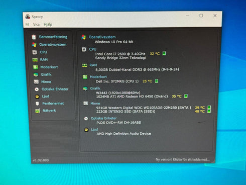 Begagnad Dell vostro 460 Stationär dator (Intel Core i7) 8GB RAM, 240GB SSD, Windows 10