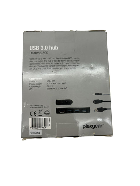 Plexgear Desktop 500 USB 5 Gbps hubb med 4-vägs strömförsörjning