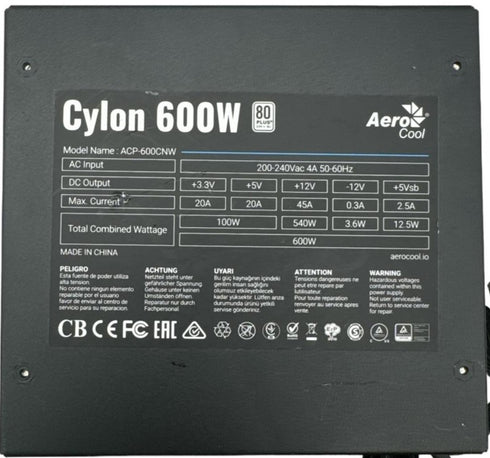 Aerocool Cylon 600W 80 Plus Power Supply/ nätaggregat