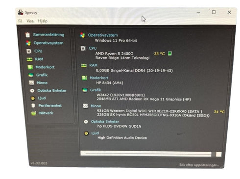 HP Business 285 G3 Ryzen5 2400G/8GB/256GB SSD Business PC