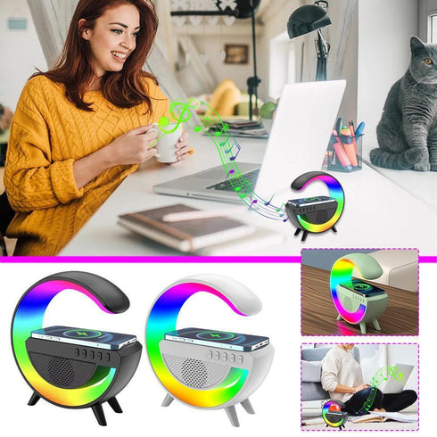 Trådlös laddare Bluetooth-högtalare & RGB (Färg Svart)